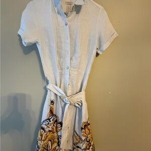 Joie White Dress with Gold and Blue Accents